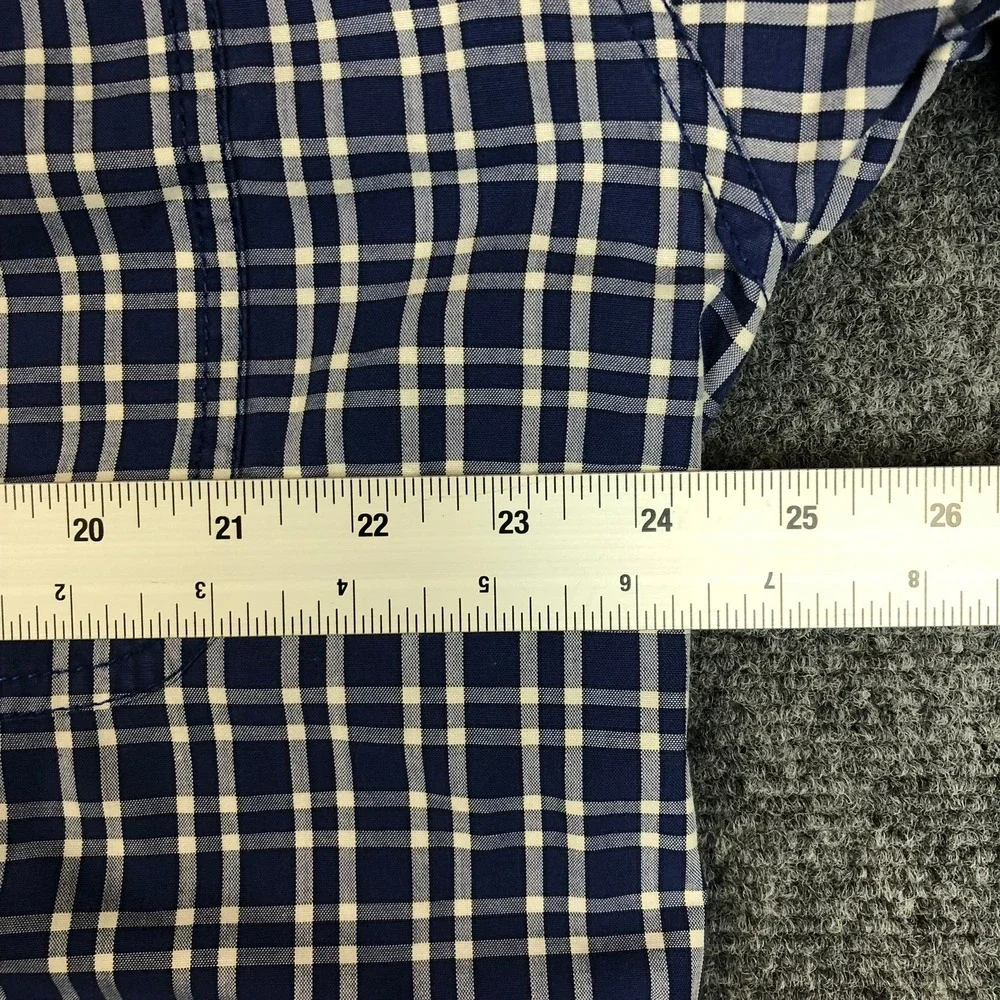 Tommy Jeans Mens Button Down Shirt Long‎ Sleeve Plaid Blue White Size L